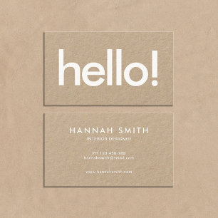 Minimalist Modern Kraft Hello Business Card