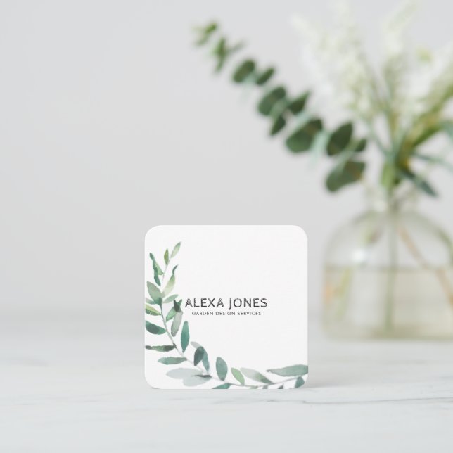 Minimalist Modern Landscaping Garden design Square Business Card (Standing Front)