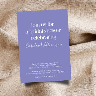 Minimalist Modern Lavender Purple Bridal Shower Invitation