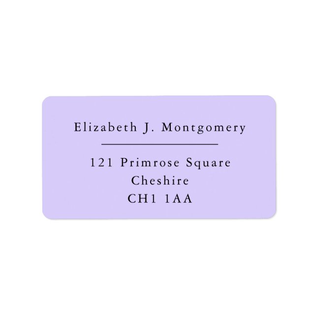 Minimalist Modern Lavender Return Address Label (Front)
