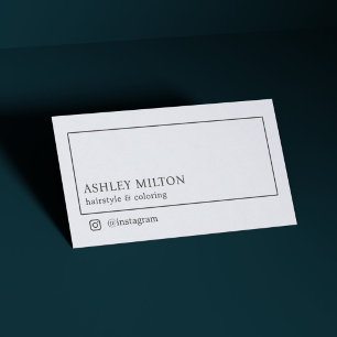 Minimalist Modern Light Blue Black Hair Salon Business Card