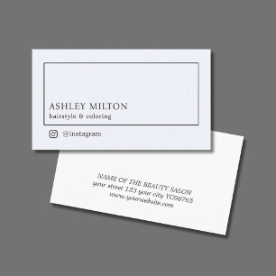 Minimalist Modern Light Blue Black Hair Salon Business Card
