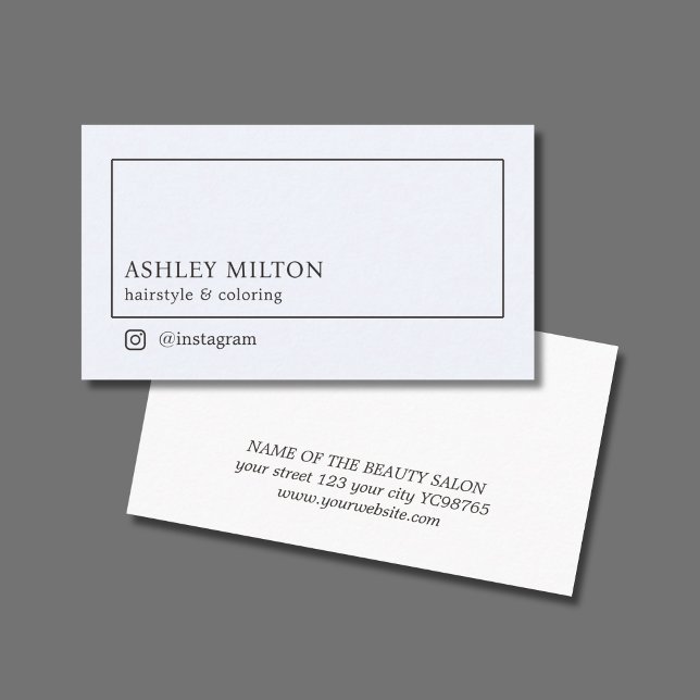 Minimalist Modern Light Blue Black Hair Salon Business Card (Creator Uploaded)