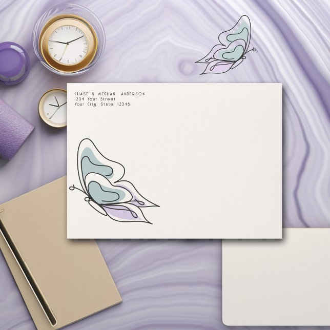 Minimalist Modern Lilac and Dusty Blue Butterfly Envelope (Creator Uploaded)