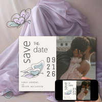 Minimalist Modern Lilac and Dusty Blue Butterfly