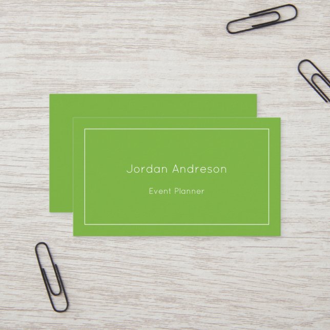 Minimalist Modern Lime Green Business Card (Front/Back In Situ)
