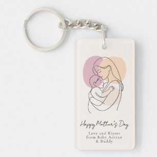 Minimalist Modern Line Art Mum & Baby Mother’s Day Key Ring