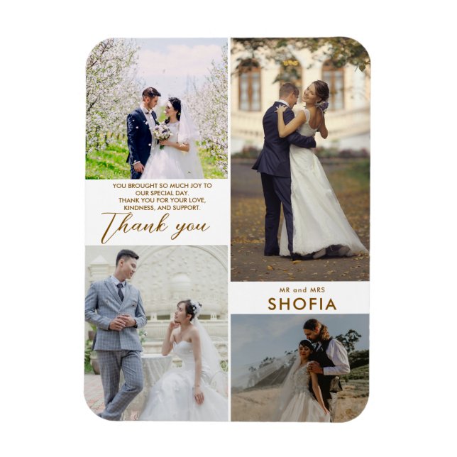 Minimalist Modern Line art Wedding Collage  Magnet (Vertical)