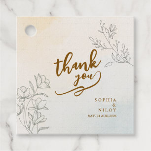 Minimalist Modern Line art Wedding Favour Tags