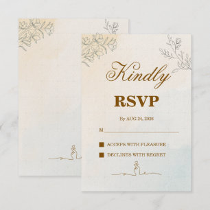 Minimalist Modern Line art Wedding RSVP Card