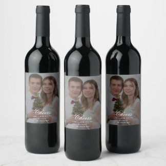 Minimalist Modern Line art Wedding Wine Label