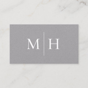 Minimalist Modern Line Initial Monogram Grey Kraft Business Card