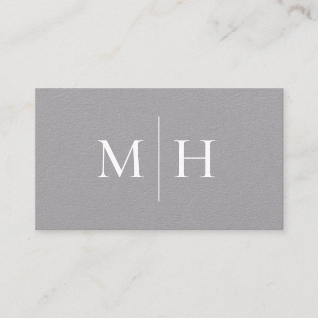Minimalist Modern Line Initial Monogram Grey Kraft Business Card (Front)