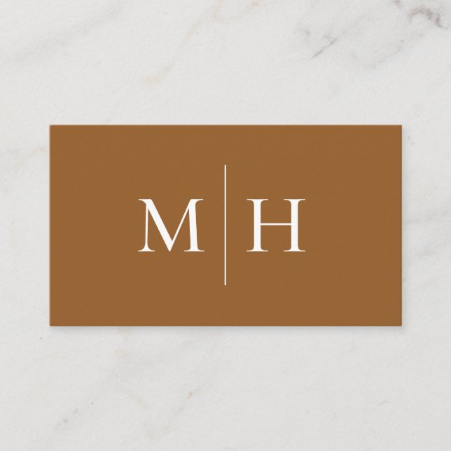 Minimalist Modern Line Initials Monogram Brown Business Card (Front)