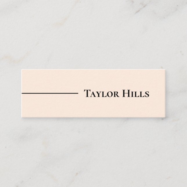 Minimalist Modern Line Name Beige Mini Business Card (Front)