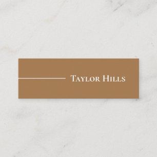 Minimalist Modern Line Name Brown Mini Business Card
