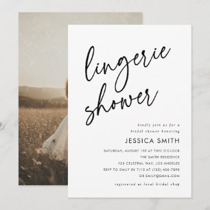 Minimalist Modern Lingerie Shower Photo Invitation