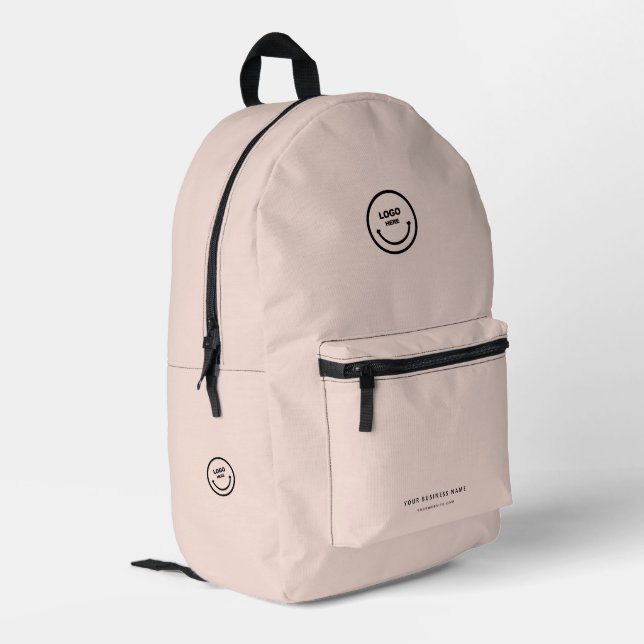 Minimalist Modern Logo Company Peach Pink Printed Backpack (Back Corner Left)