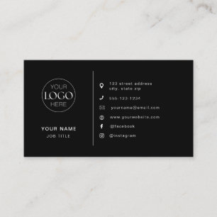 Minimalist Modern Logo Social Media Icons Black Business Card