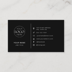 Minimalist Modern Logo Social Media Icons Black Business Card