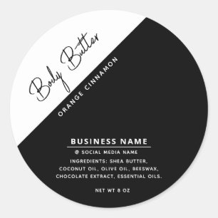 Minimalist modern luxury typography white black classic round sticker