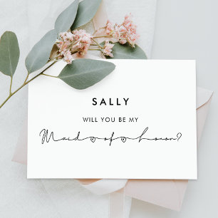 Minimalist modern Maid of honour proposal Postcard