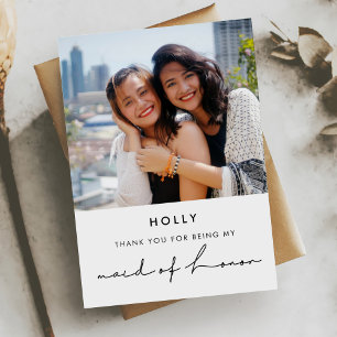 Minimalist modern Maid of honour thank you card