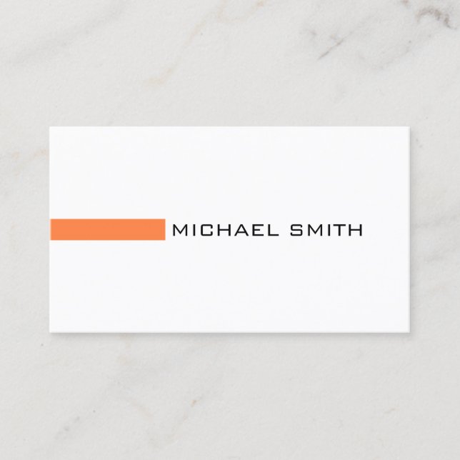 Minimalist Modern Mango Tango and White Business Card (Front)