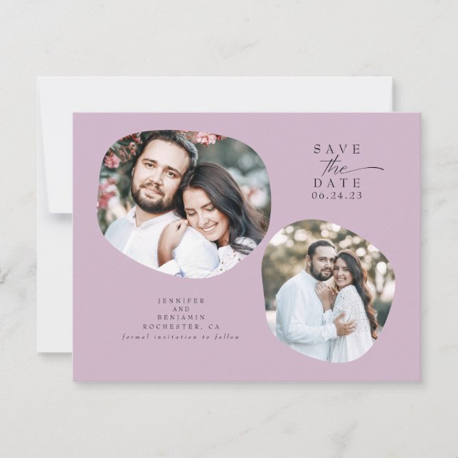 Minimalist Modern Mauve Save the Date Photo (Front)