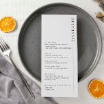 Minimalist Modern Menu with name<br><div class="desc">Invite guests to your wedding with this simple and modern customisable menu card,  which features a clean font on white background. This wedding invitation is perfect for any season. Font sizes and text can be further edited. Please let feel free to contact me if you have any enquiries.</div>