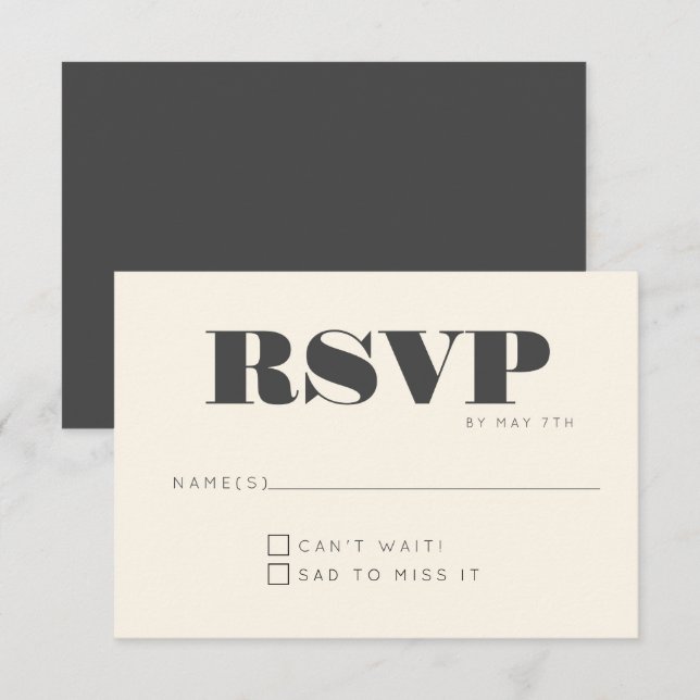Minimalist Modern Monogram Black Chic Wedding  RSVP Card (Front/Back)