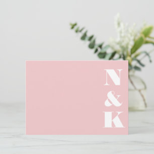 Minimalist Modern Monogram Blush Pink Wedding Card