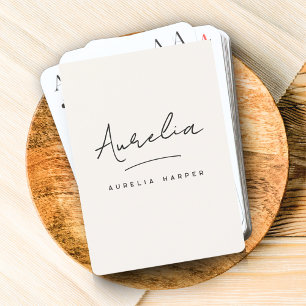 Minimalist Modern Monogram Custom Signature Playing Cards