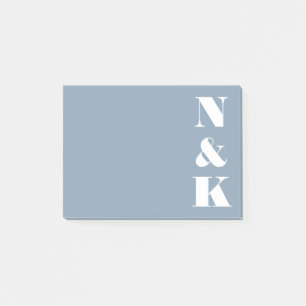 Minimalist Modern Monogram Dusty Blue Custom Post-it Notes