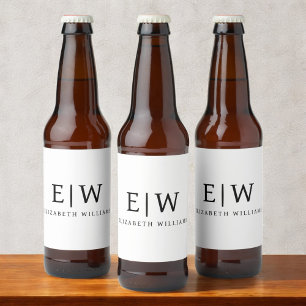 Minimalist Modern Monogram Elegant Beer Bottle Label