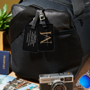 Minimalist Modern Monogram Elegant Luggage Tag