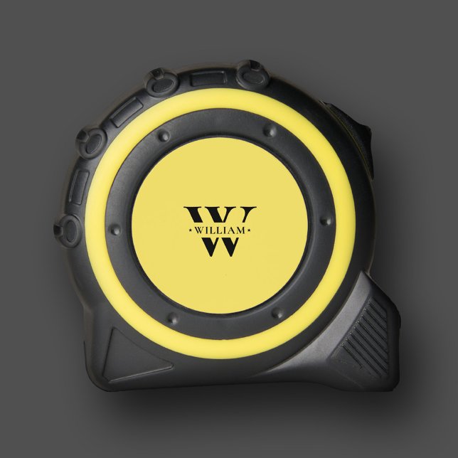 Minimalist Modern Monogram Initial Black Yellow 1 (Minimalist Modern Monogram Initial Black Yellow Tape Measure
)