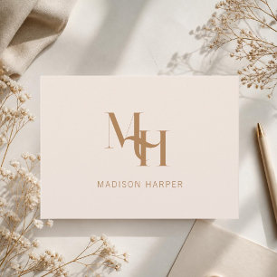 Minimalist modern monogram initials pink card