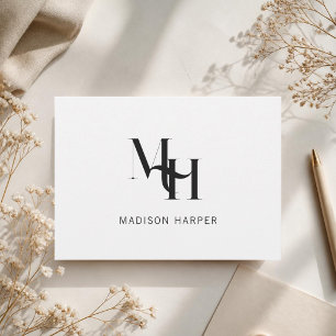 Minimalist modern monogram initials white card