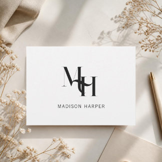 Minimalist modern monogram initials white card