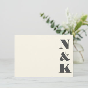 Minimalist Modern Monogram Ivory Cream Wedding Card