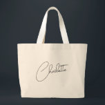 Minimalist Modern Monogram Name Large Tote Bag<br><div class="desc">This minimalist, modern, monogram-named large tote bag is a chic and elegant accessory featuring a black-and-gold design with personalised calligraphy. It combines minimalist simplicity with a modern and trendy aesthetic, perfect for bridesmaids or as a stylish gift for her. Its clean, sleek look makes it both practical and fashionable, ideal...</div>