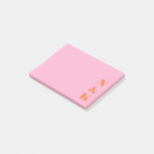 Minimalist Modern Monogram Pink Orange Custom  Post-it Notes