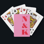 Minimalist Modern Monogram Pink Red Custom Wedding Playing Cards<br><div class="desc">Minimalist Modern Monogram Wedding Personalised Playing Cards in Pink and Red</div>