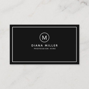 minimalist modern monogram professional black business card