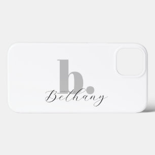 Minimalist Modern Monogram Script Name  iPhone 13 Case