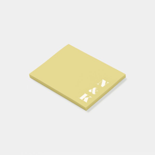 Minimalist Modern Monogram Soft Yellow Custom  Post-it Notes (Angled)
