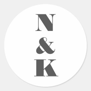 Minimalist Modern Monogram White Elegant Wedding  Classic Round Sticker