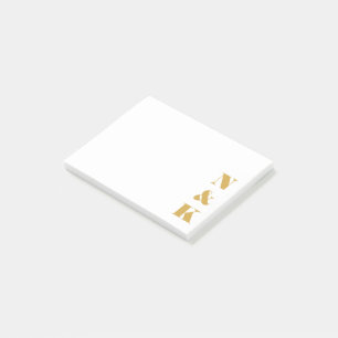 Minimalist Modern Monogram Yellow and White Custom Post-it Notes