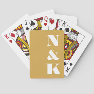 Minimalist Modern Monogram Yellow Custom Wedding Playing Cards